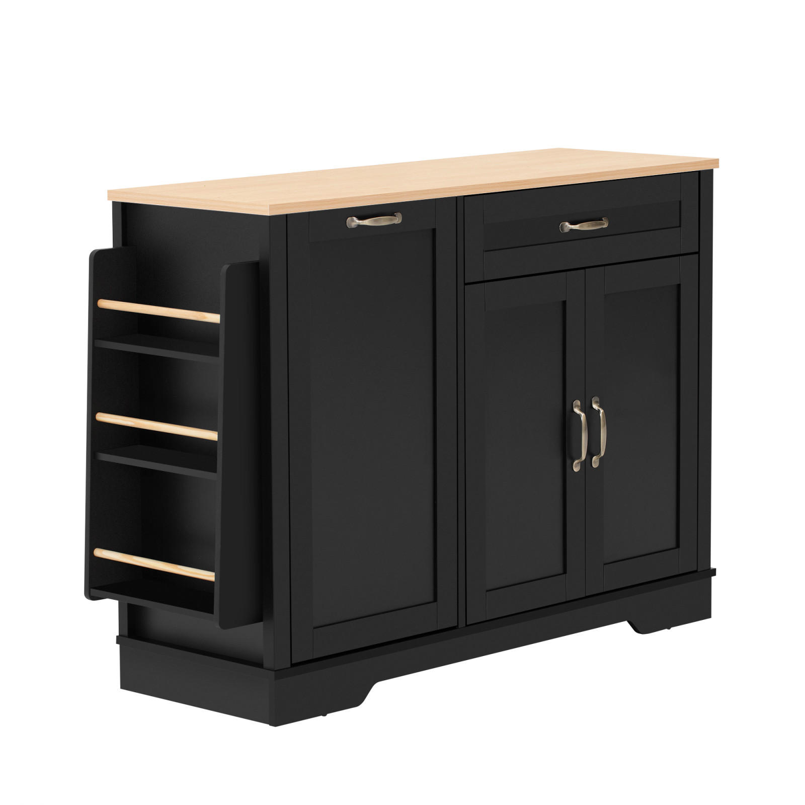 SIDEBOARD mit 3 Türen, Schublade und ausziehbaren Regalen, Schwarz - Schwarz, Holzwerkstoff (115/87/40cm)