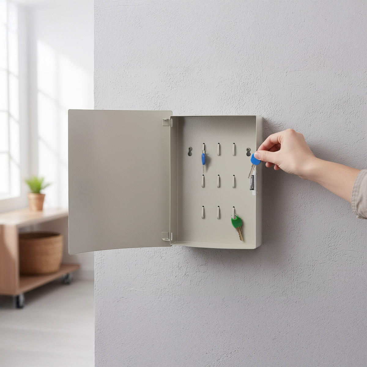 SCHRÁNKA na klíče - bílá, kov (21/24/6.5cm) - Relaxdays