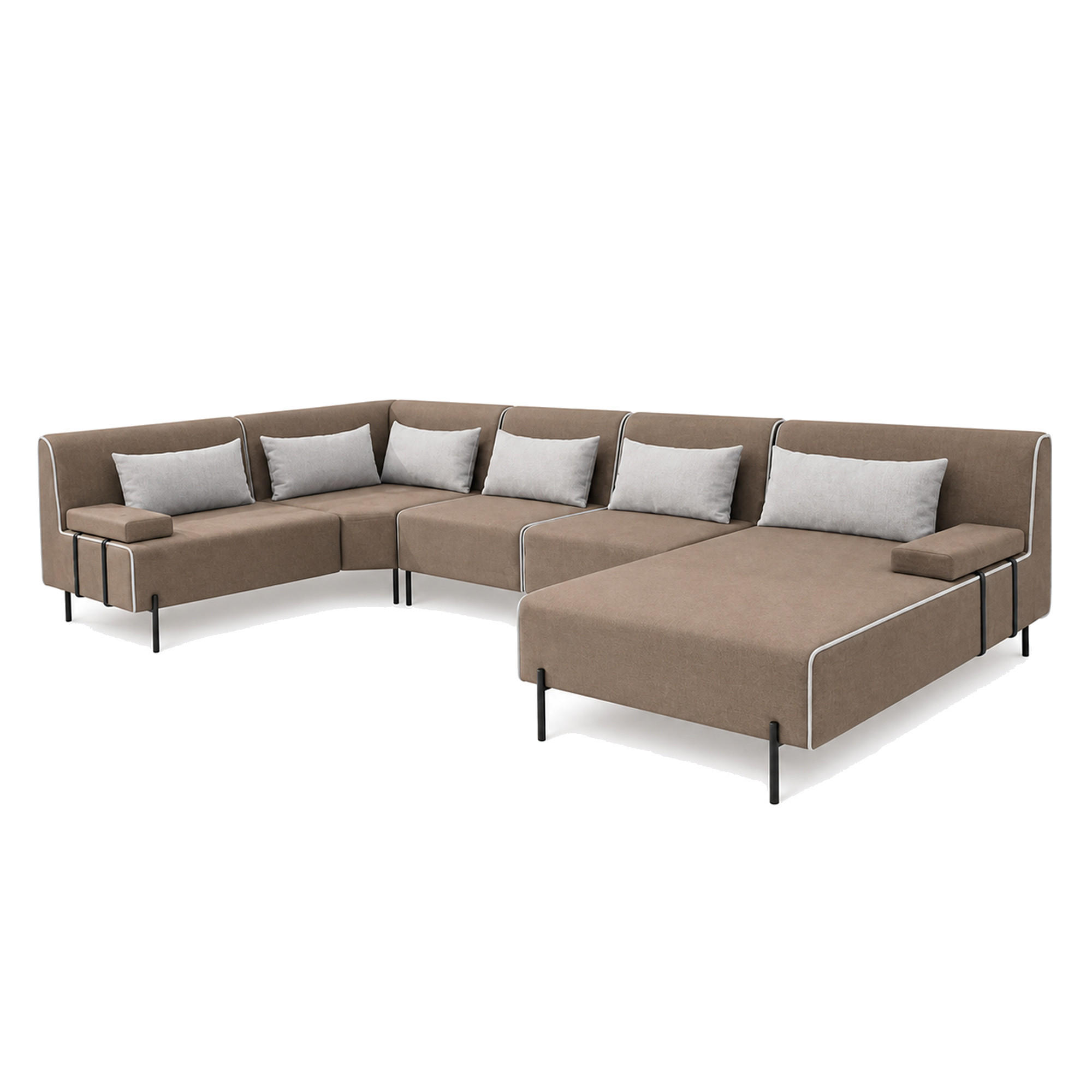 GARTENSOFA BORNEO XL Wetterfest 370x222x86 cm, Links, Solide Konstruktion, HR-Schaumfüllung, Wetterfeste Bezugstoff, Beige - Beige, Holz/Metall (370/86/222cm) - Trada