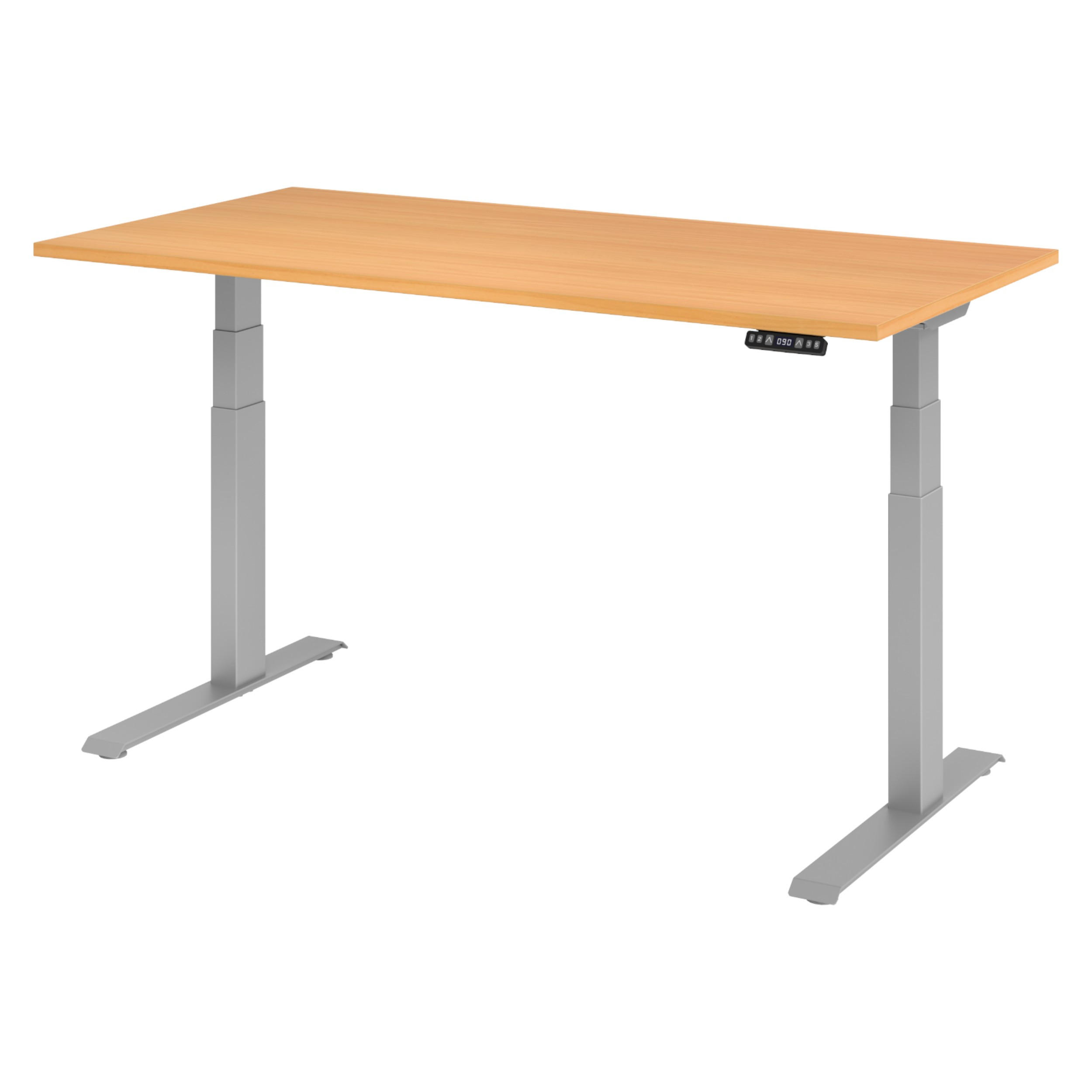 SCHREIBTISCH elektrisch XDKB 80/160/74 cm in Buchefarben/Silberfarben - Buchefarben/Silberfarben, Holzwerkstoff (80/160/74cm) - bümö
