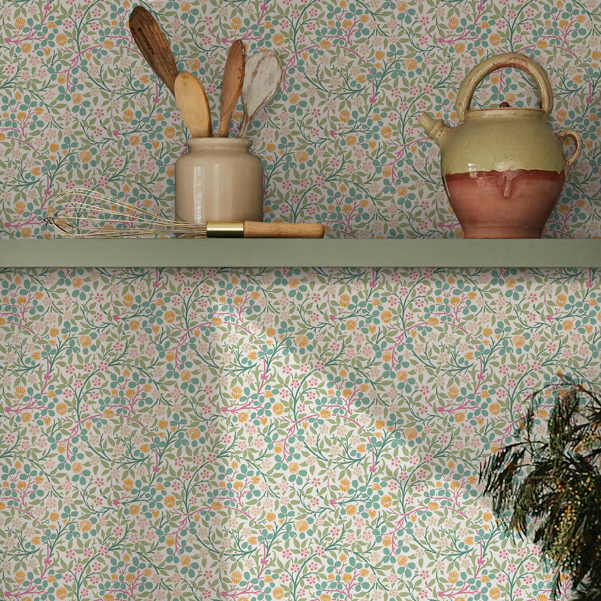 VLIESTAPETE Kleeblätter im Frühling 1000x52cm - Salbeigrün, Papier/Kunststoff (52/1000cm) - William Morris at Home