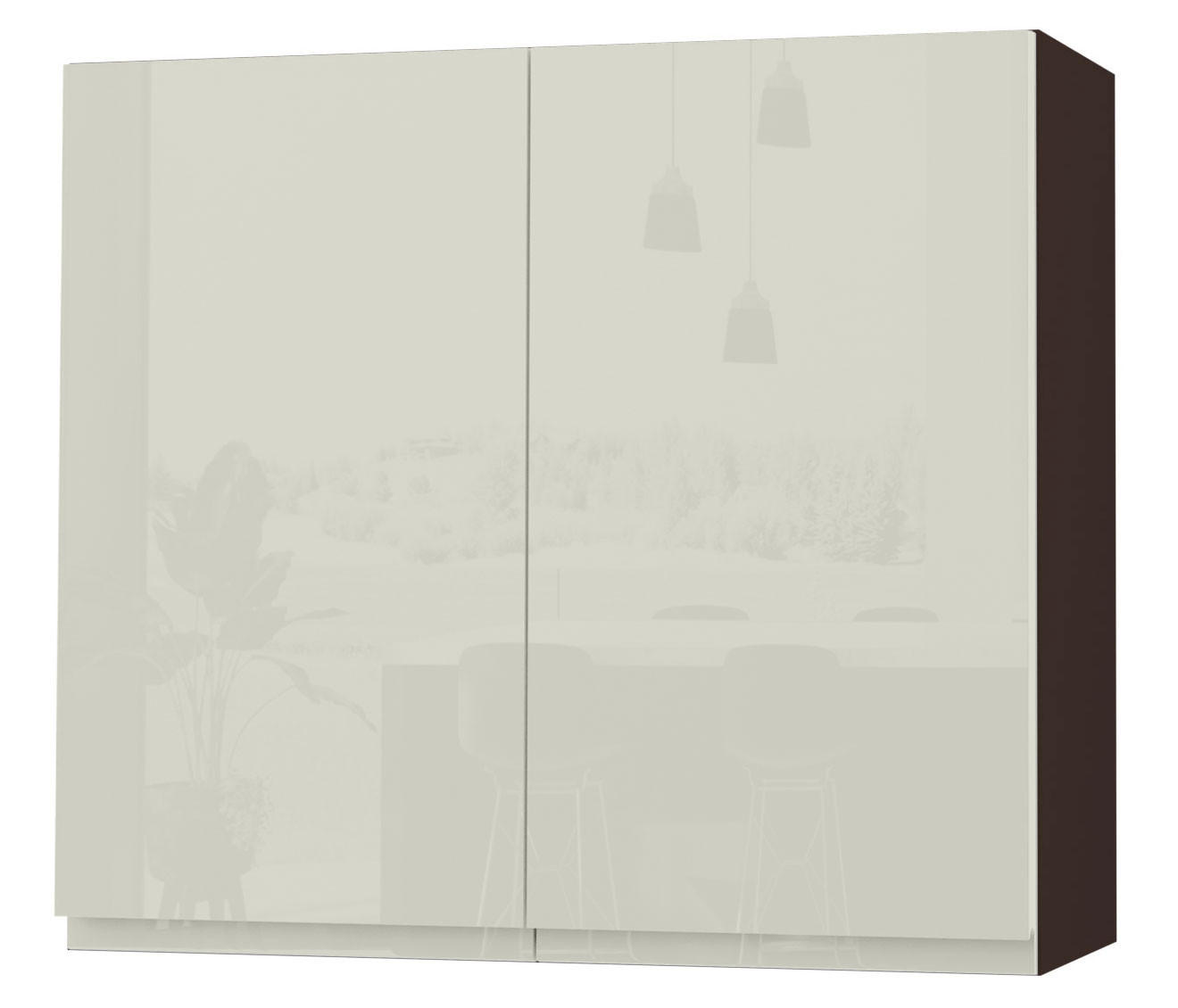 HÄNGESCHRANK Florence W3/80 Lava / RAL 1013 perlweiß HG 80 / 32,5 / 72cm - Dunkelgrau/Weiß Hochglanz, Holz/Holzwerkstoff (80/72/32.5cm) - Feldmann-Wohnen