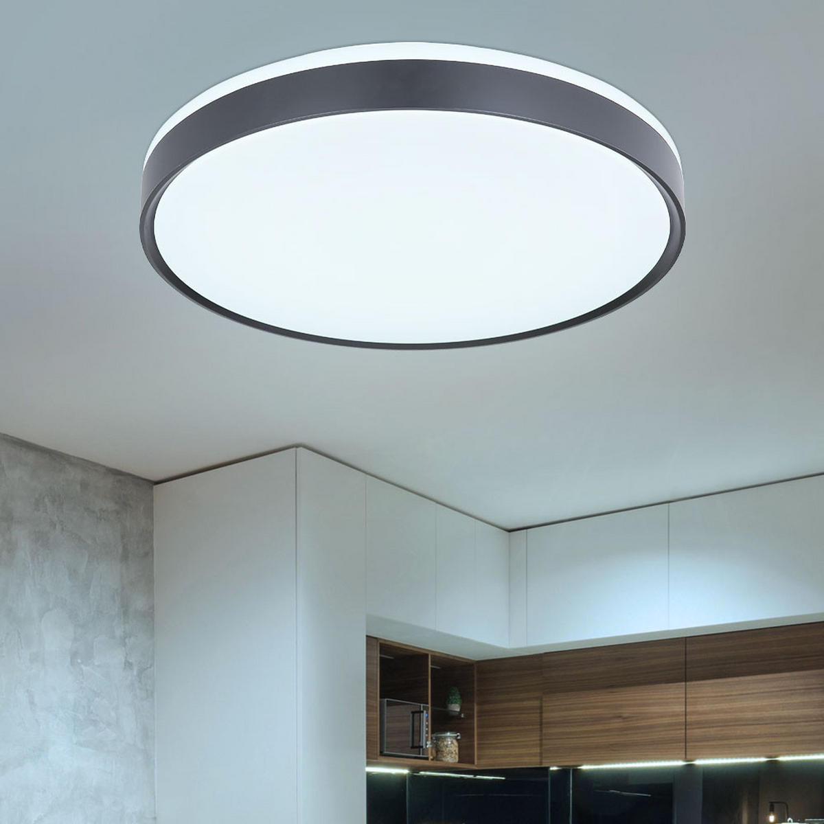 LED DECKENLEUCHTE SONNY Schwarz - Schwarz, Metall (49/49/9cm)