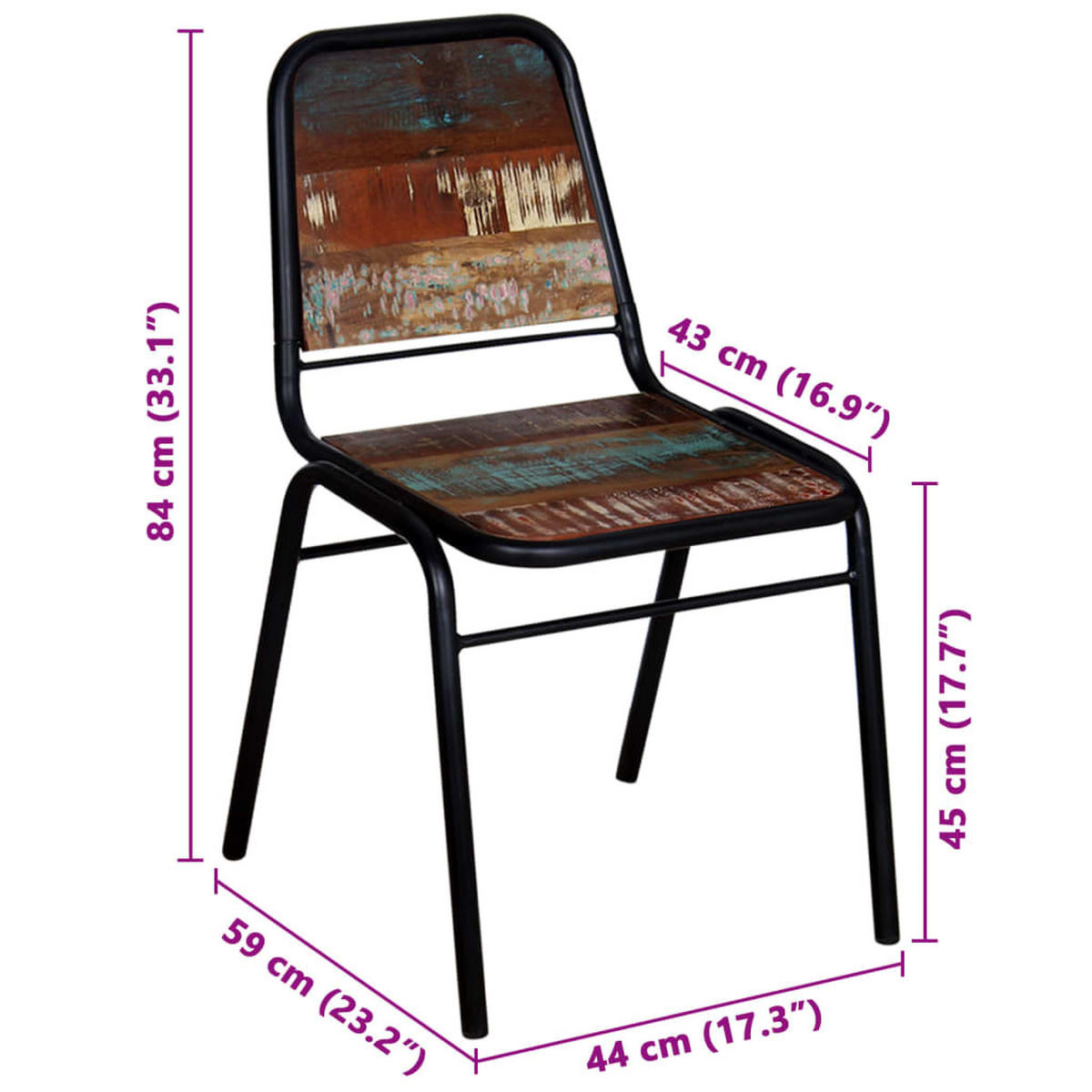 ESSZIMMERSTÜHLE 2 Stk. Altholz Massiv 44*59*84cm - Multicolor, Holz (44/84/59cm) - ZMH