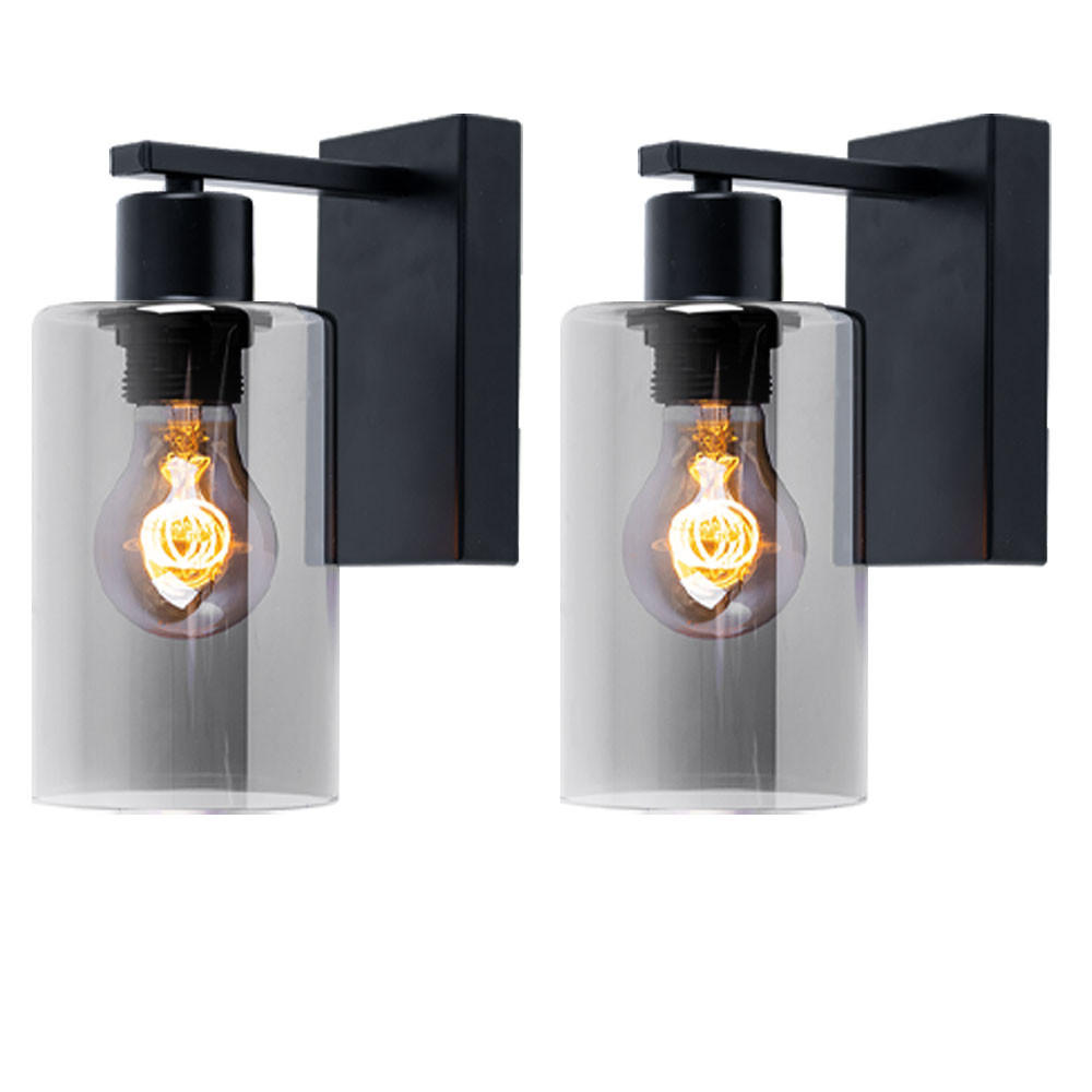 WANDLEUCHTE Glas rauchgrau matt 2er Set - Grau, Glas (10/23/15cm) - Globo Lighting