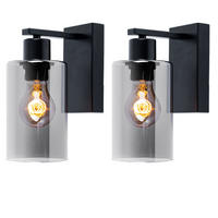 WANDLEUCHTE Glas rauchgrau matt 2er Set - Grau, Glas (10/23/15cm) - Globo Lighting