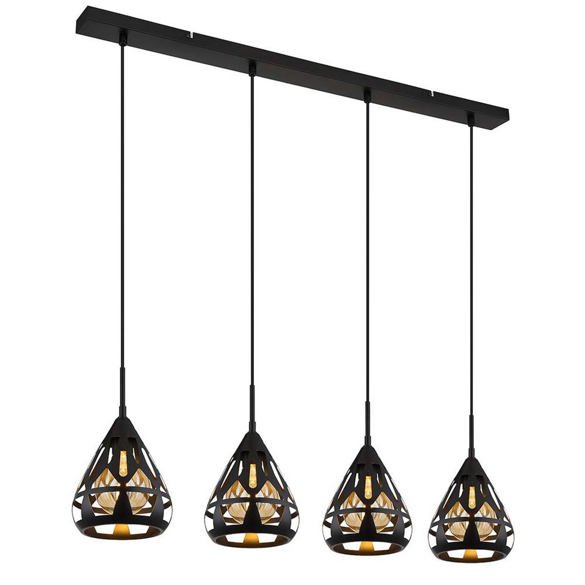PENDELLEUCHTE Metall Schwarz 4-Flammig - Schwarz, Metall (92/17/120cm) - Globo Lighting