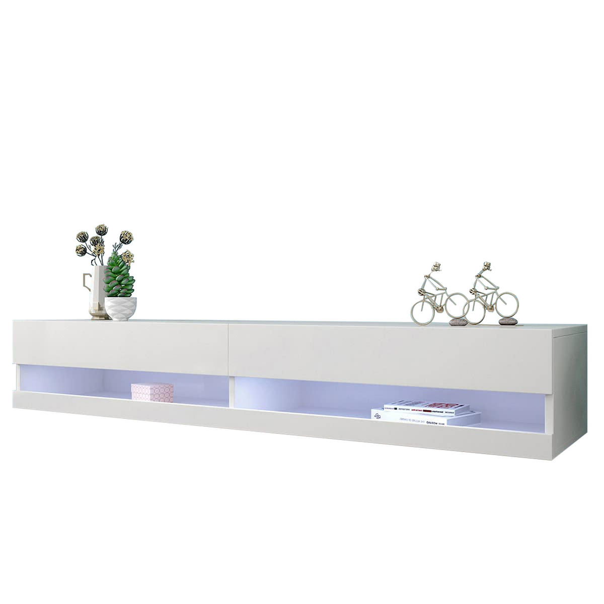 TV-LOWBOARD wandhängend in Weiß Hochglanz mit LED 140/40/30.5 cm - Weiß, Holzwerkstoff (140/30.5/40cm) - Redom