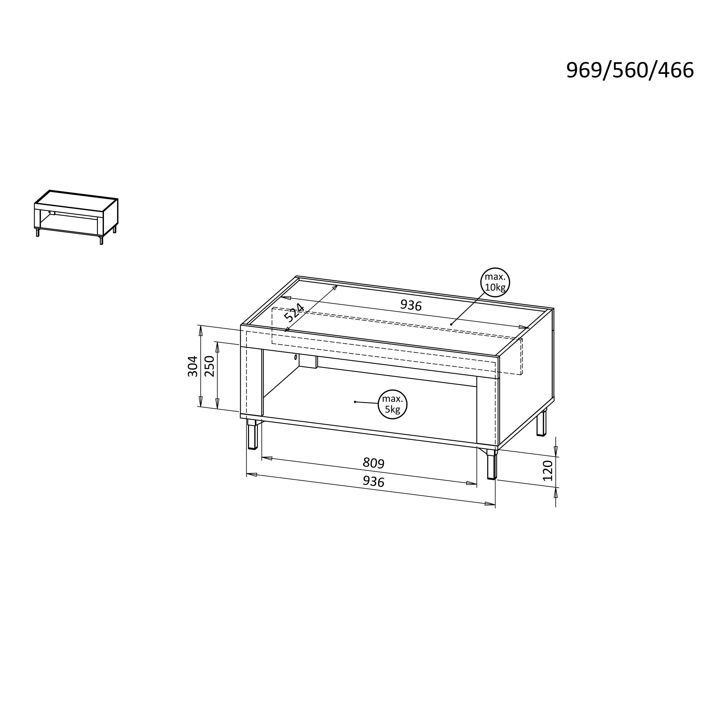 COUCHTISCH Monta 97×56 cm, Schwarz - Schwarz, Holzwerkstoff (56/97/47cm) - Beautysofa