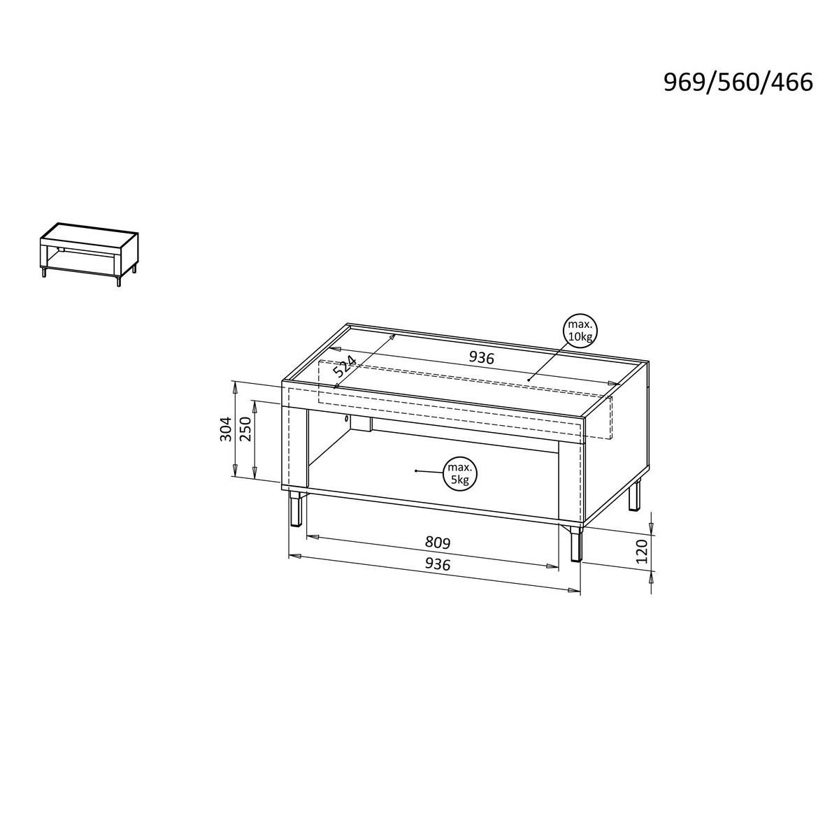 COUCHTISCH Monta 97×56 cm, Schwarz - Schwarz, Holzwerkstoff (56/97/47cm) - Beautysofa