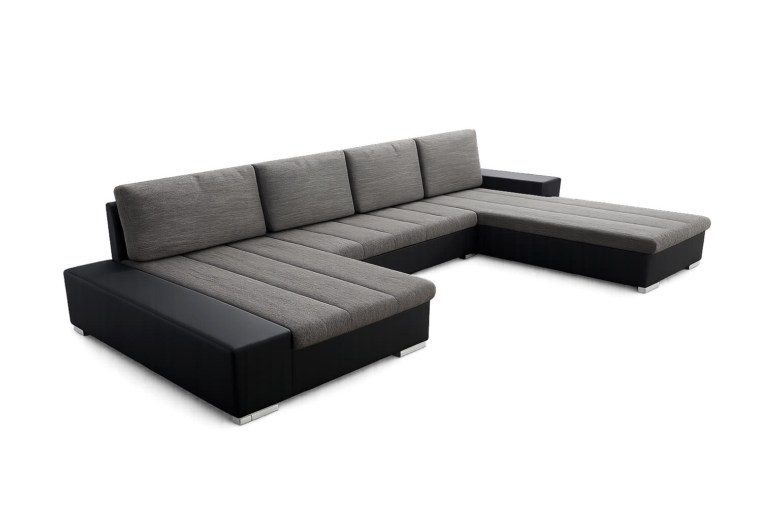 WOHNLANDSCHAFT VERONA U-Form mit Schlaffunktion, Bettkasten und Wellenfederung – Großzügiges Ecksofa 387 cm - Grau, Kunststoff (387/85/213cm) - Wohnideebilder