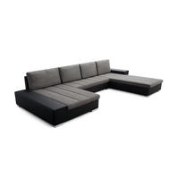 WOHNLANDSCHAFT VERONA U-Form mit Schlaffunktion, Bettkasten und Wellenfederung – Großzügiges Ecksofa 387 cm - Grau, Kunststoff (387/85/213cm) - Wohnideebilder