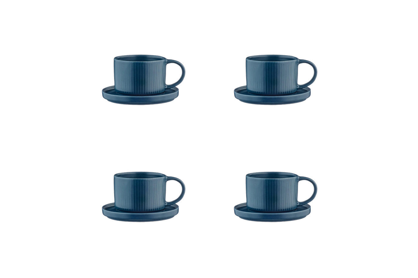 TASSEN Scandi 150ml und Untertasse Ø12cm - 8er-Set - Marineblau - Blau, Keramik (12/6.5/12cm) - Björn