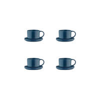 TASSEN Scandi 150ml und Untertasse Ø12cm - 8er-Set - Marineblau - Blau, Keramik (12/6.5/12cm) - Björn