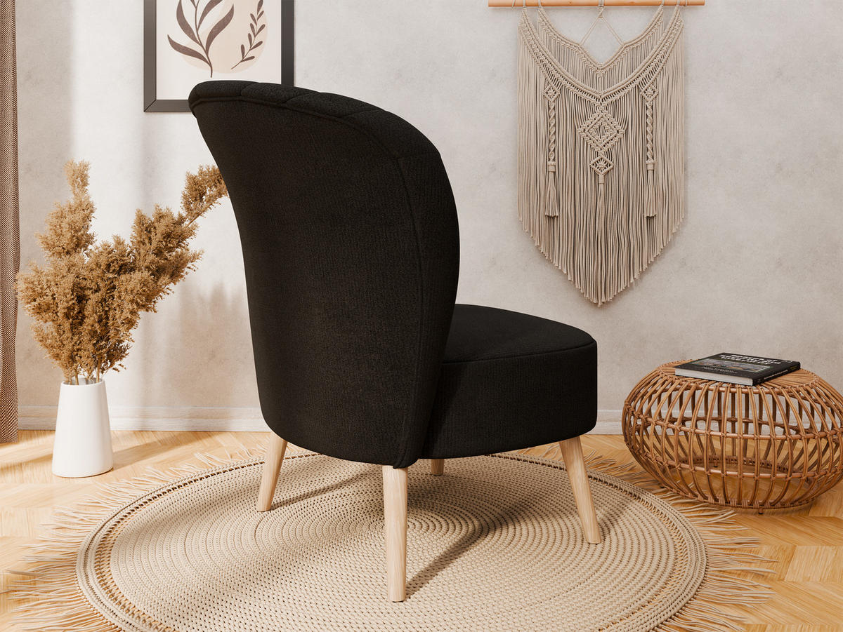 SESSEL Lumora mit Holzbeinen schwarz - Schwarz, Holz (68/82/78cm) - Panda Möbel