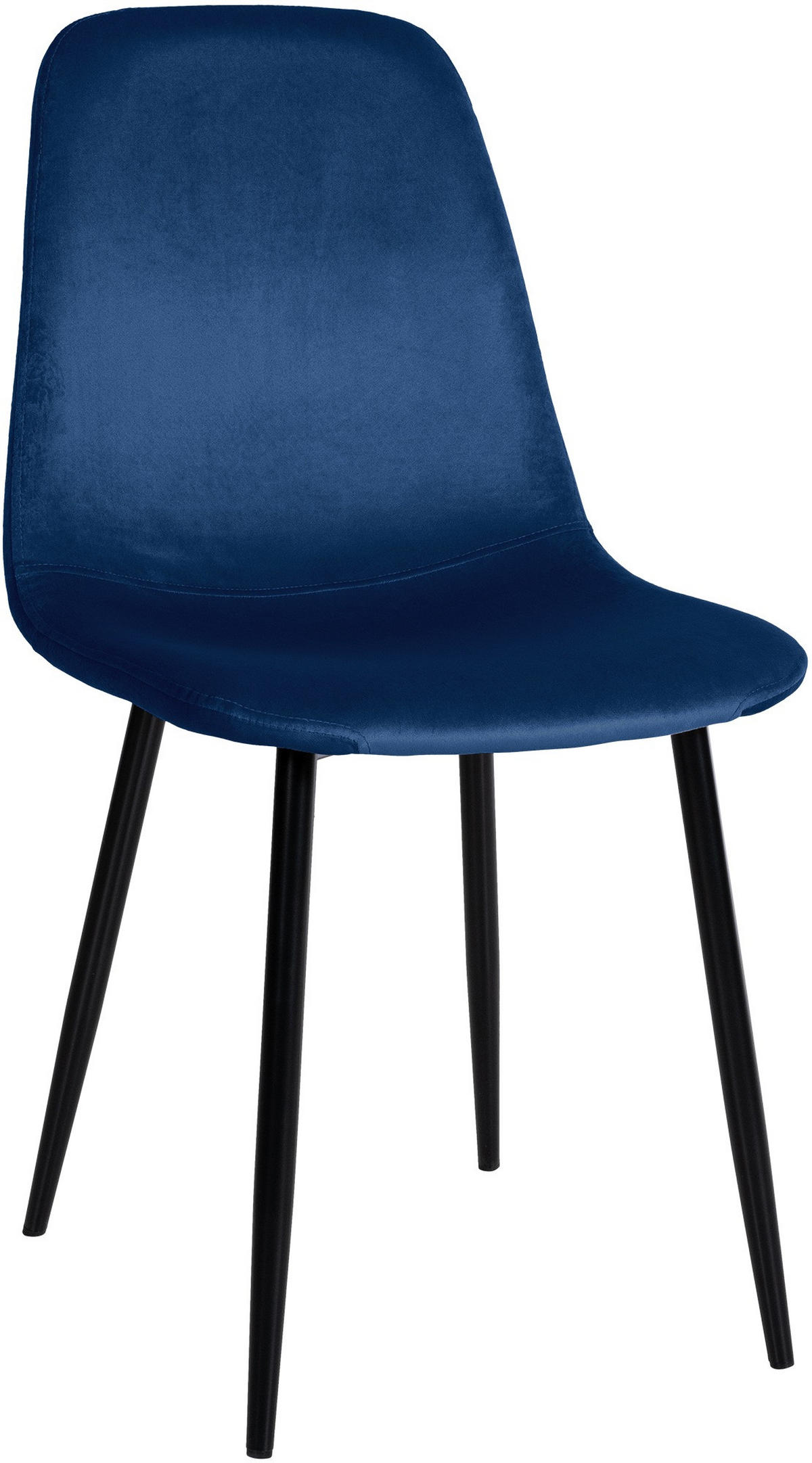 STUHL Samt Blau - Blau/Schwarz, Textil/Metall (44/88/51cm) - CLP