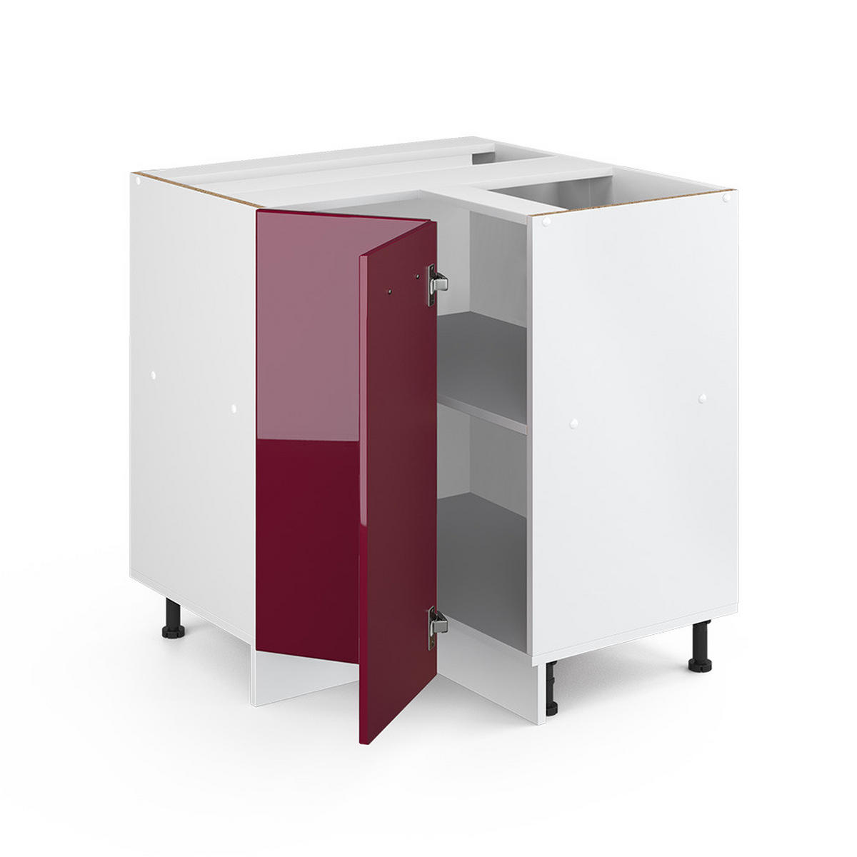 ECKUNTERSCHRANK R-Line Rot Hochglanz 75.6 cm ohne AP - Rot/Weiß, Holzwerkstoff (75.6/81.6/46cm) - Vicco