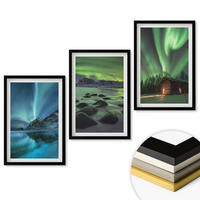 WANDBILDER 3er-Set - 40x60 cm Schwarzer Rahmen - Winterlandschaften, Nordlichter, Berge - Schwarz, Kunststoff (40/60cm) - ArtPrintCave