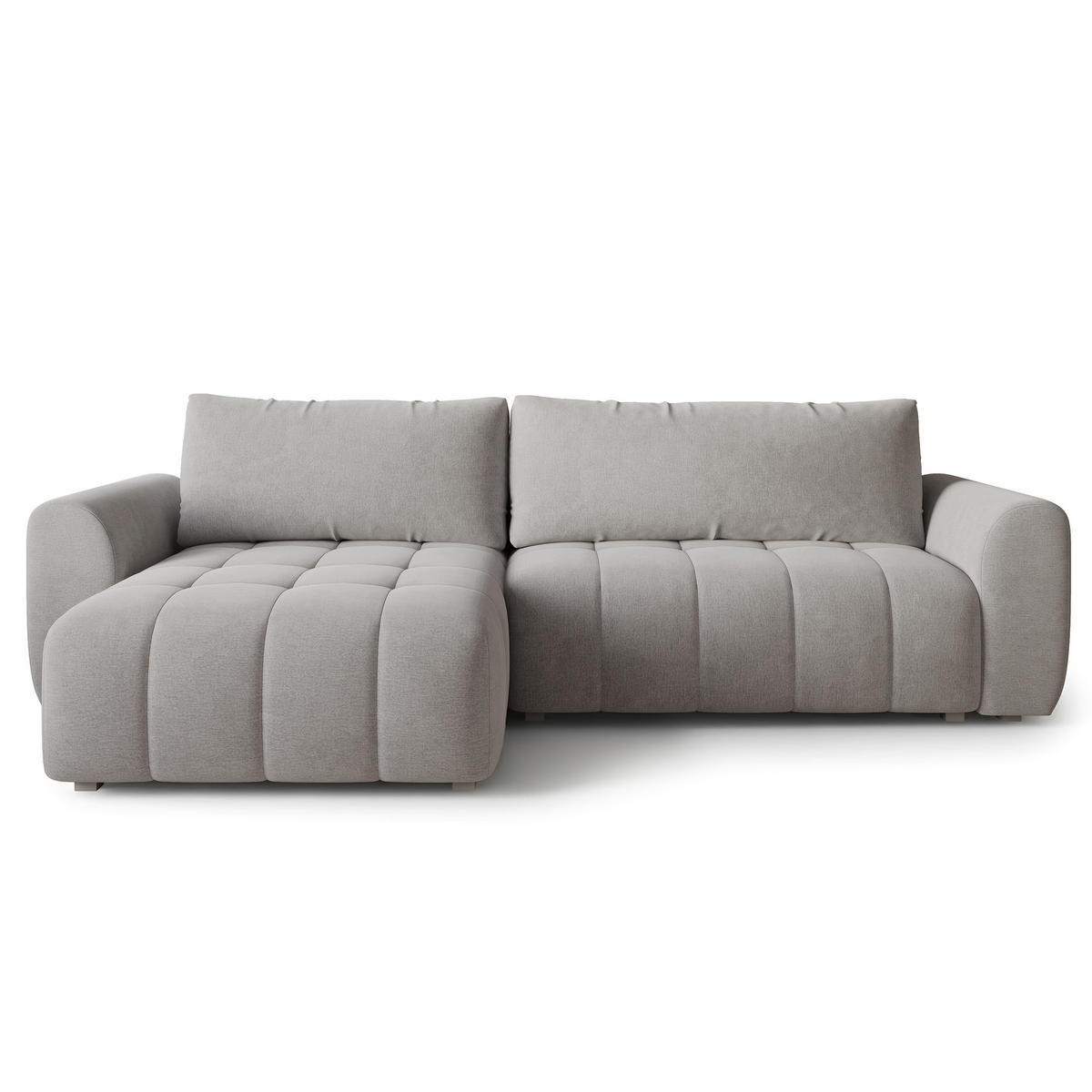 ECKSOFA MODARO CL Hellgrau Samtstoff mit Schlaffunktion - Hellgrau, Holzwerkstoff/Textil (285/148cm) - MASSENO