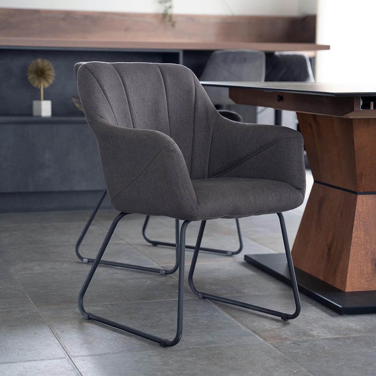 ESSZIMMERSTUHL PAKU - Menge: 2 - Anthrazit, Textil/Metall (59/84/64cm) - Home Deluxe