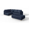 ECKSOFA MIT HOCKER Lorine Mikrofaser Dunkelblau - Hellbraun/Dunkelblau, Buchenholz/Textil (231/161cm) - S-Style Möbel