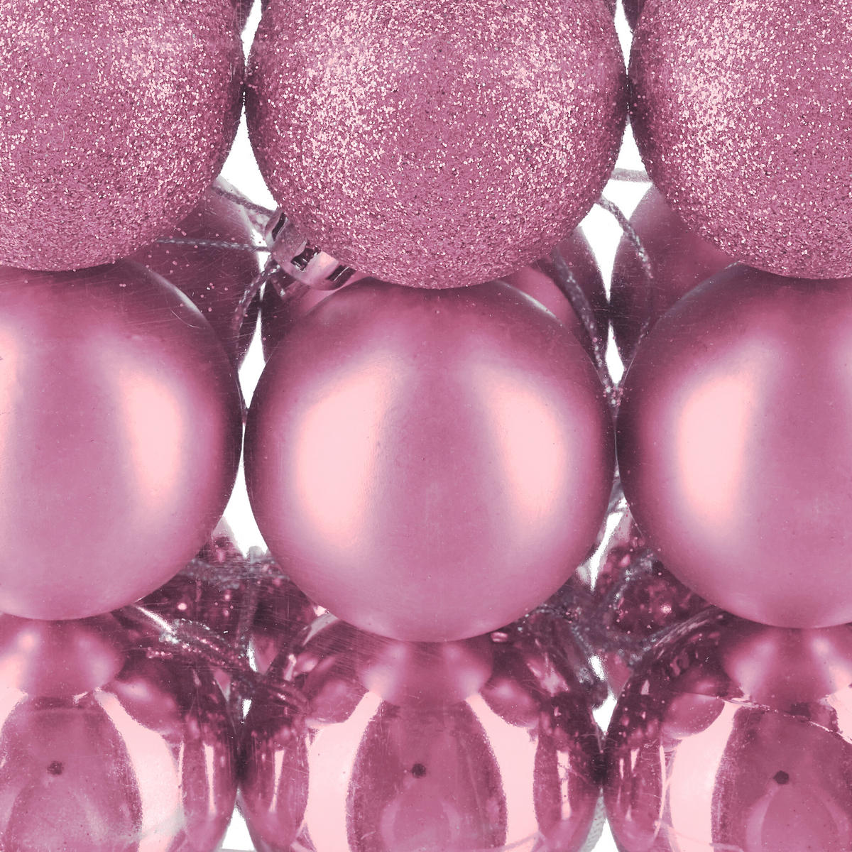 150-TLG.WEIHNACHTSKUGELN-SET - Rosa, Kunststoff (6/7/6cm) - Relaxdays
