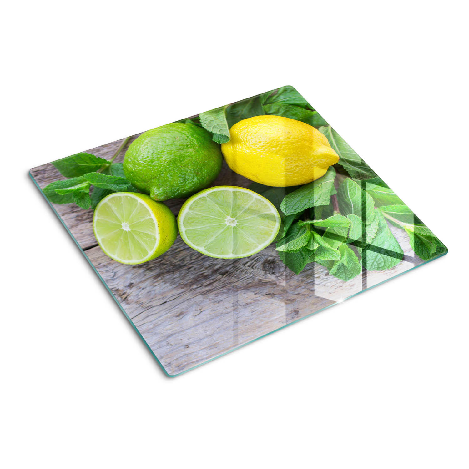 GLASPLATTE 60x52 cm Limette und Zitrone - Grün, Glas (60/0.4/52cm) - TULUP