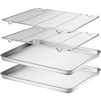 BACKBLECH mit Abkühlgitter 2-teiliges Set 40.5 x 30.5 cm - Silberfarben, Metall (12/3/16cm)