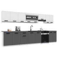 KUCHYNSKÁ linka Italia 3 320 cm, s pracovnou doskou, biela/sivá matná - sivá/biela, drevo (320/143/60cm) - B BELINI GROUP