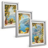 BILDER SET 3er Set - 20x30 cm Silberner Rahmen - Meereslandschaften, Zitronen, Fenster - Silberfarben, Kunststoff (20/30cm) - TULUP