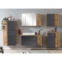 BADMÖBEL-SET 5-TLG. Vasto-03 - Grau, Holzwerkstoff (265/200/47cm) - Lomado