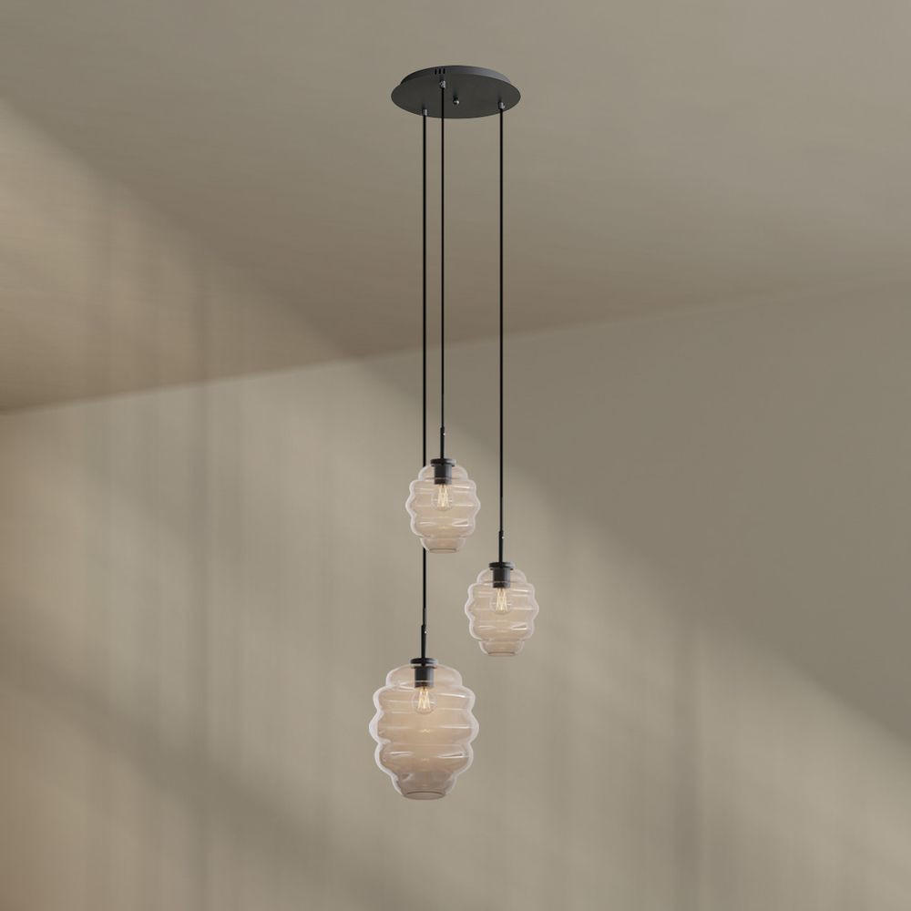GALERIELEUCHTE Echos 3-flammig Klar Ø 18/25cm - Klar/Schwarz, Glas (18/18/20cm) - s.luce