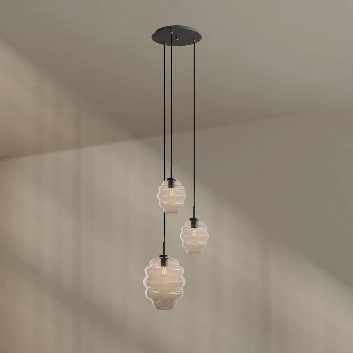 GALERIELEUCHTE Echos 3-flammig Klar Ø 18/25cm - Klar/Schwarz, Glas (18/18/20cm) - s.luce