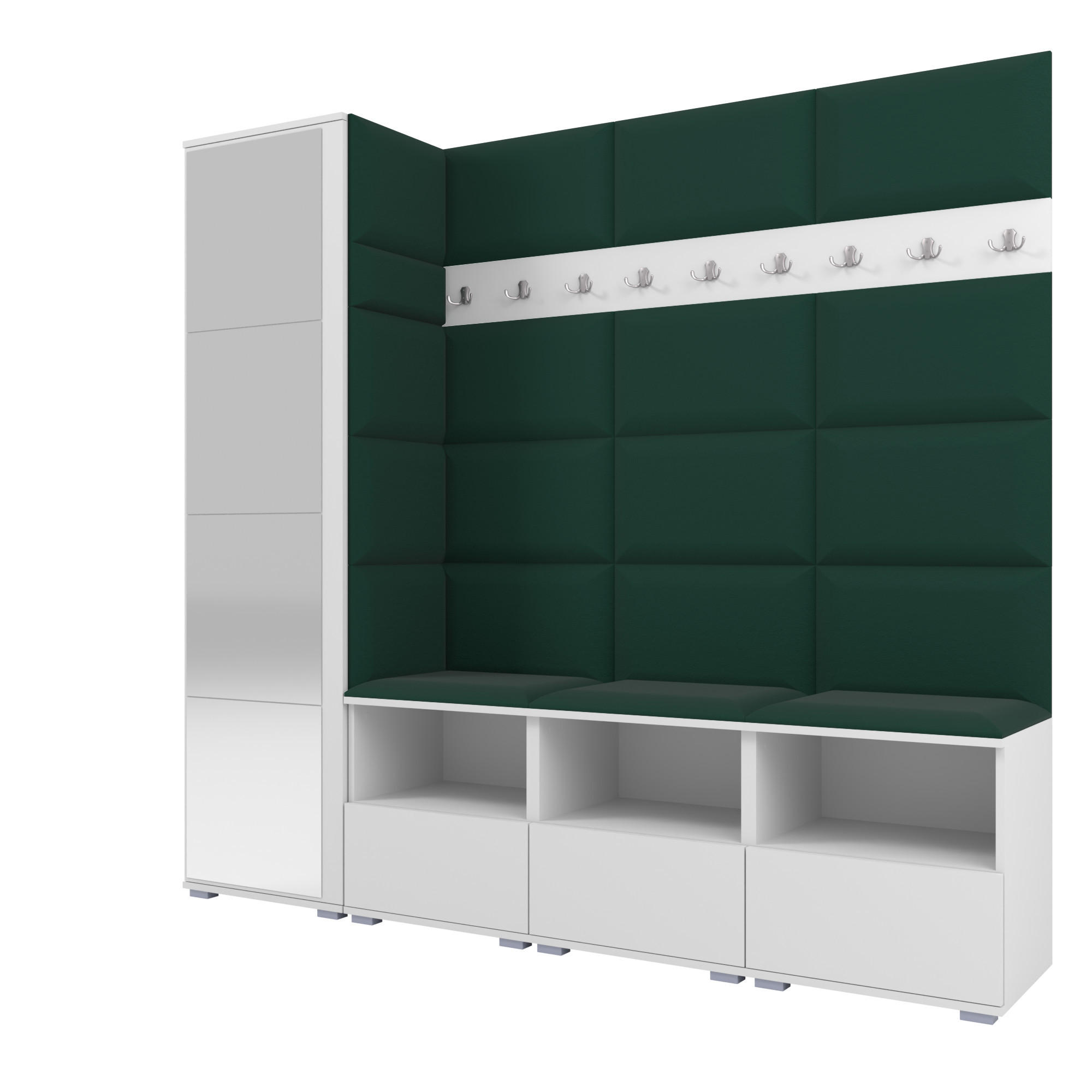Ravio Garderobe Weiß, Dunkelgrün 200x187x40 cm