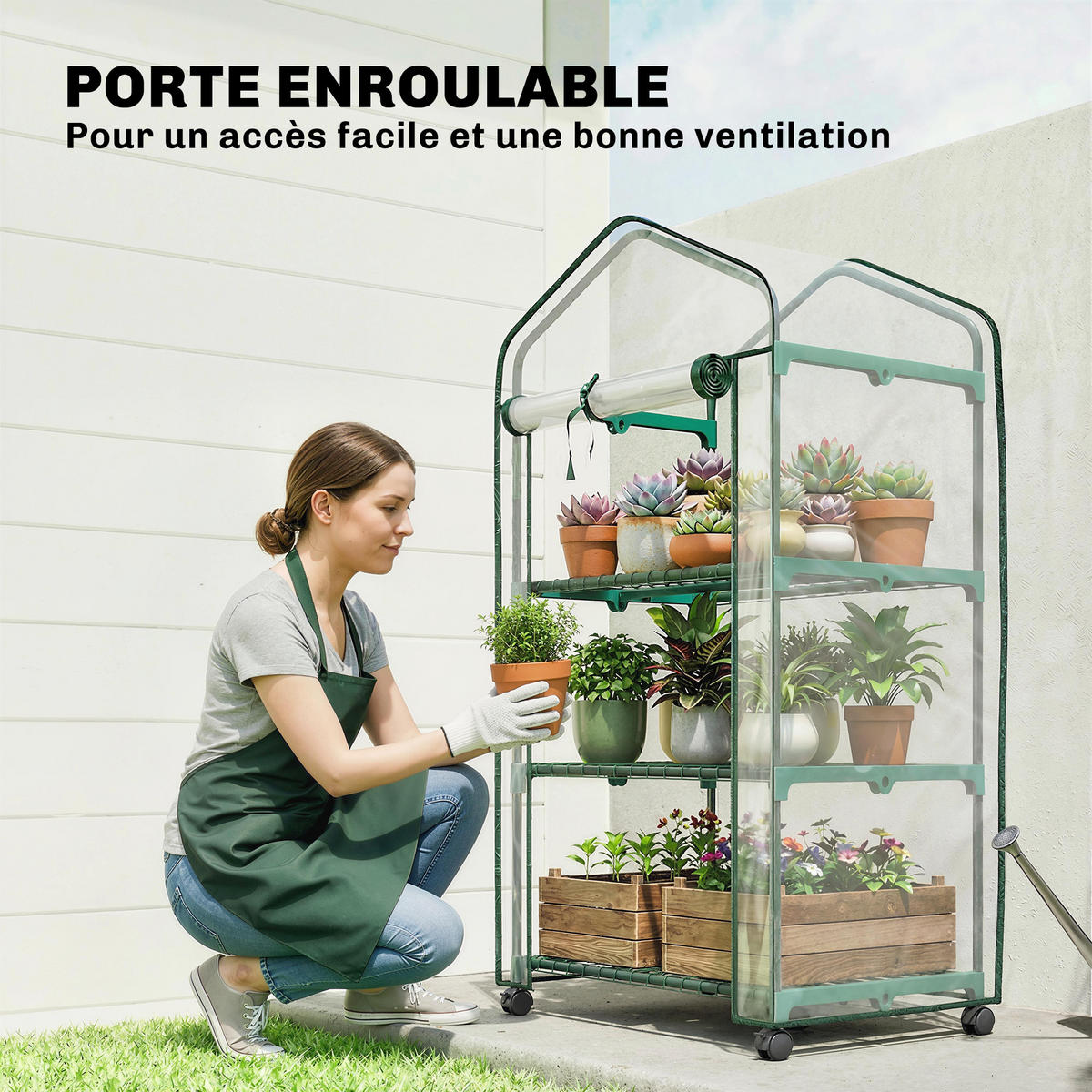 GEWÄCHSHAUS DE-12088 3 Etagen, hochdichte PVC-Bâche, 4 Rollen Transparent - Transparent, Kunststoff (49/130/69cm) - ComfortXL