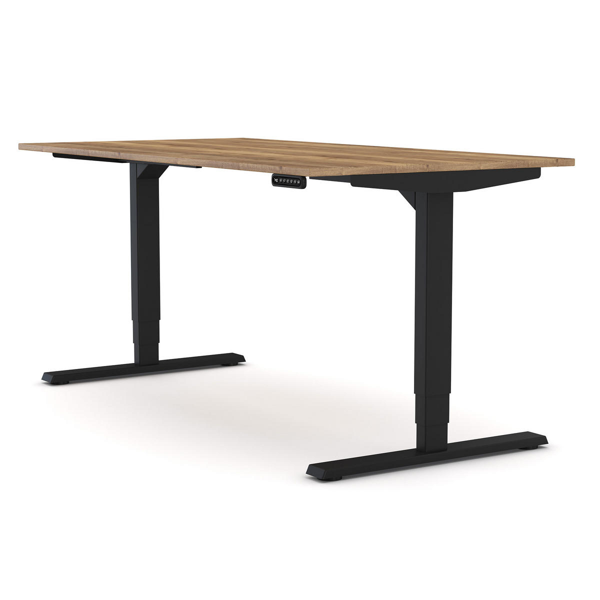 SCHREIBTISCH Elektrisch höhenverstellbarer Schreibtisch Y-Line Eiche Tabak Schwarz 160/70/62-127cm - Eiche Wotan/Schwarz, Holzwerkstoff/Metall (70/160/127cm) - ASSMANN