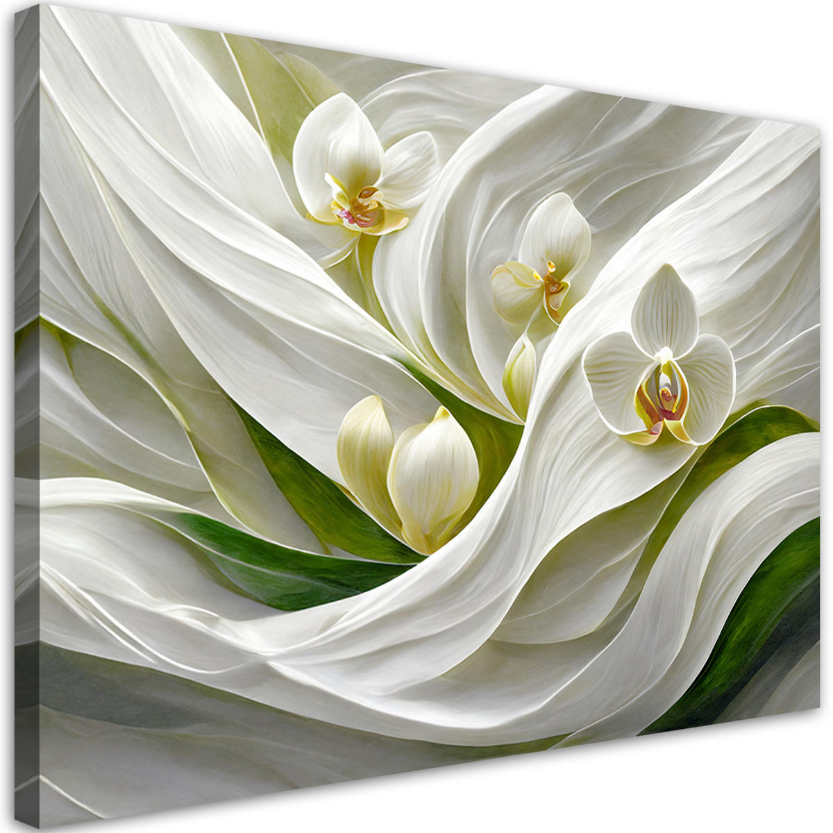 LEINWANDBILD Orchideen abstrakt 3D - Weiß, Textil (90/60cm) - Feeby