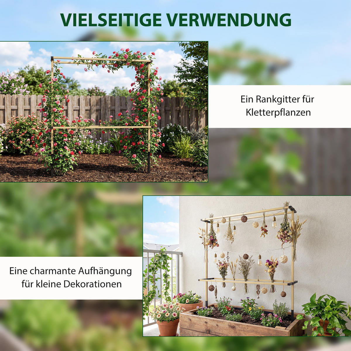 RANKHILFE aus Metall Naturholz - Naturfarben, Metall (34/139/119cm) - Outsunny