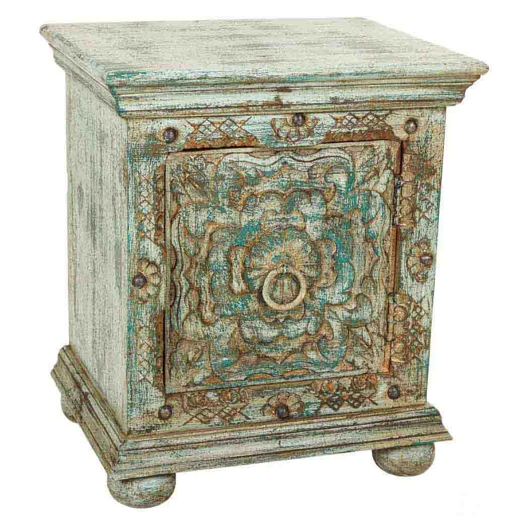 NACHTTISCH aus Holz, grün, 50x40x59cm - Multicolor, Holz (50/59/40cm) - Wanderlust