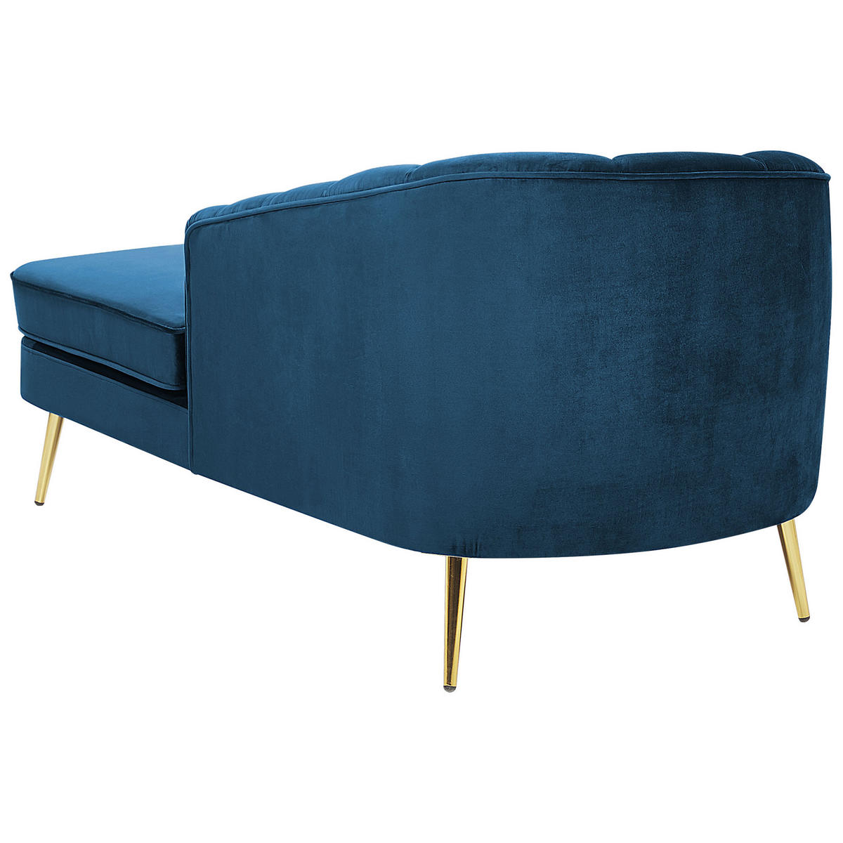 CHAISELONGUE Samtstoff marineblau linksseitig Allier - Blau/Goldfarben, Textil (150/75/76cm) - Beliani