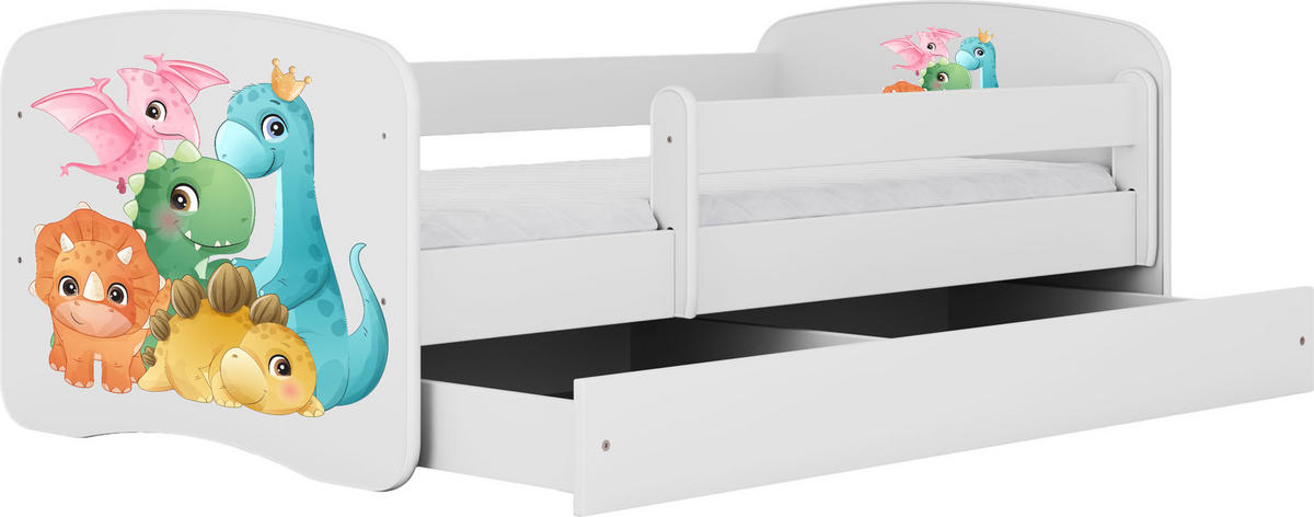 KINDERBETT Emily mit Schublade und Matratze, Weiß 70x140 cm - Multicolor/Weiß, Holzwerkstoff (140/70cm) - WFL GROUP