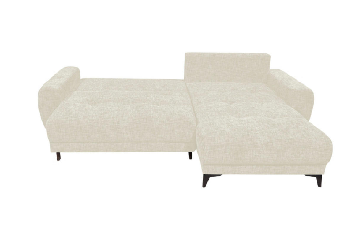 ECKSOFA beidseitig montierbar, Schlaffunktion mit Bettkasten - Beige/Schwarz, Textil/Metall (281/189cm) - ed exciting design