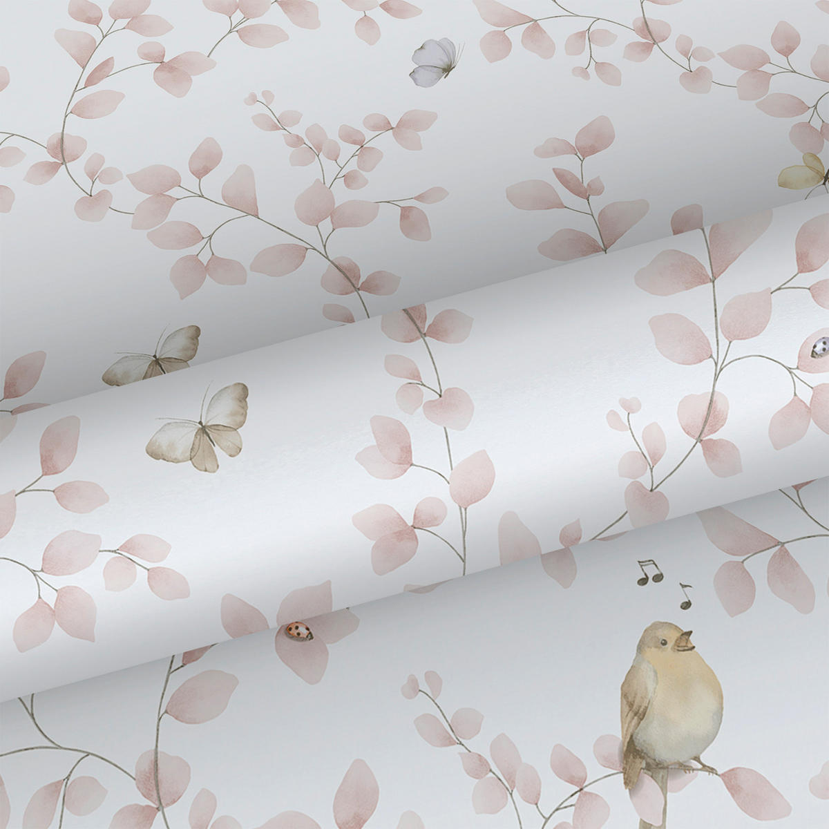 TAPETE Blumen und Vögel 53 cm x 10.05 m - Weiß, Papier (53/0.1cm) - Sanders & Sanders