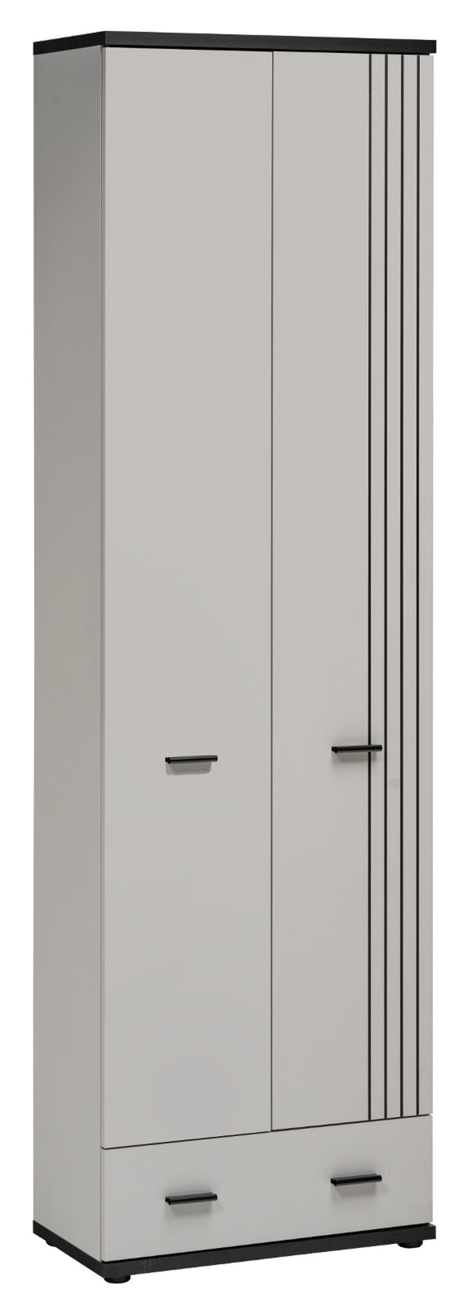 GARDEROBENSCHRANK Kaschmir, schwarz 60 x 203 cm, Flurschrank mit Streifenmuster - Kaschmir/Schwarz, Holzwerkstoff/Kunststoff (60/203/32cm) - Inn.Furn