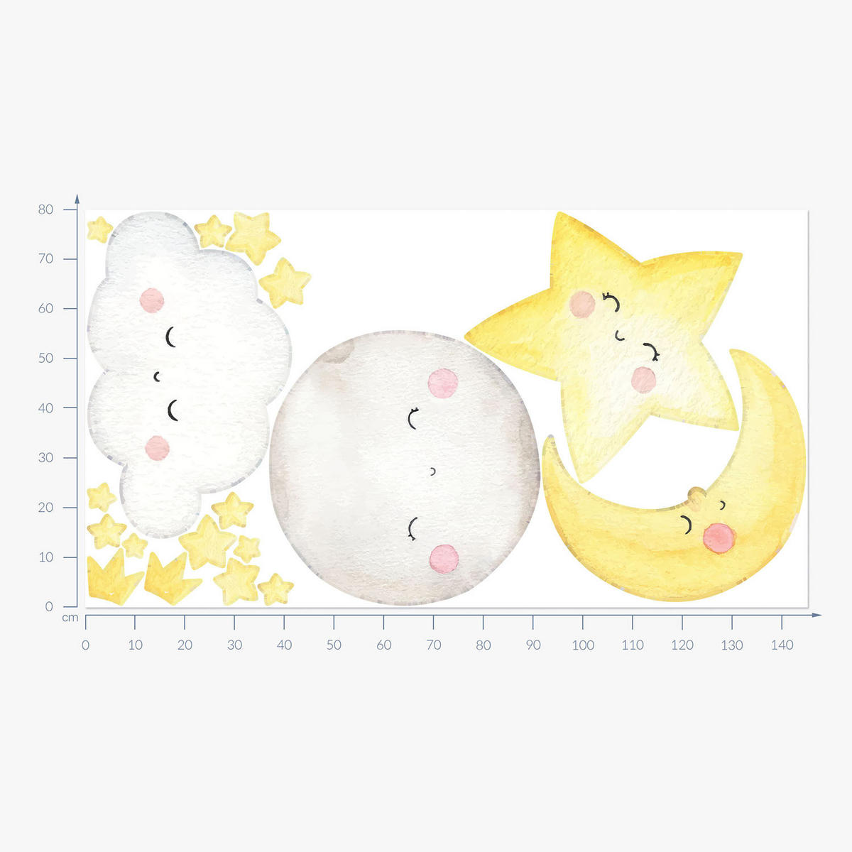 WANDAUFKLEBER 80x145cm - Nachthimmel - Multicolor, Kunststoff (80/145/0.1cm) - Wallfluent