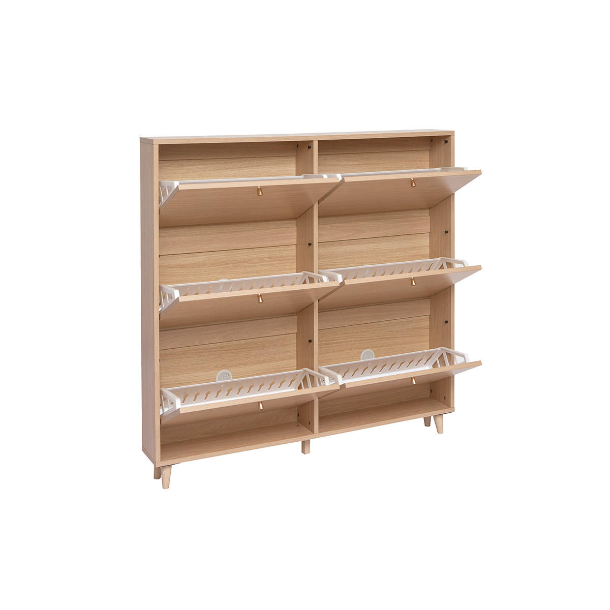 SCHUHSCHRANK Helles Holzdekor Eiche B126 cm SILVESTRE - Eiche Bianco, Holz (17/129.3/126.6cm) - Miliboo