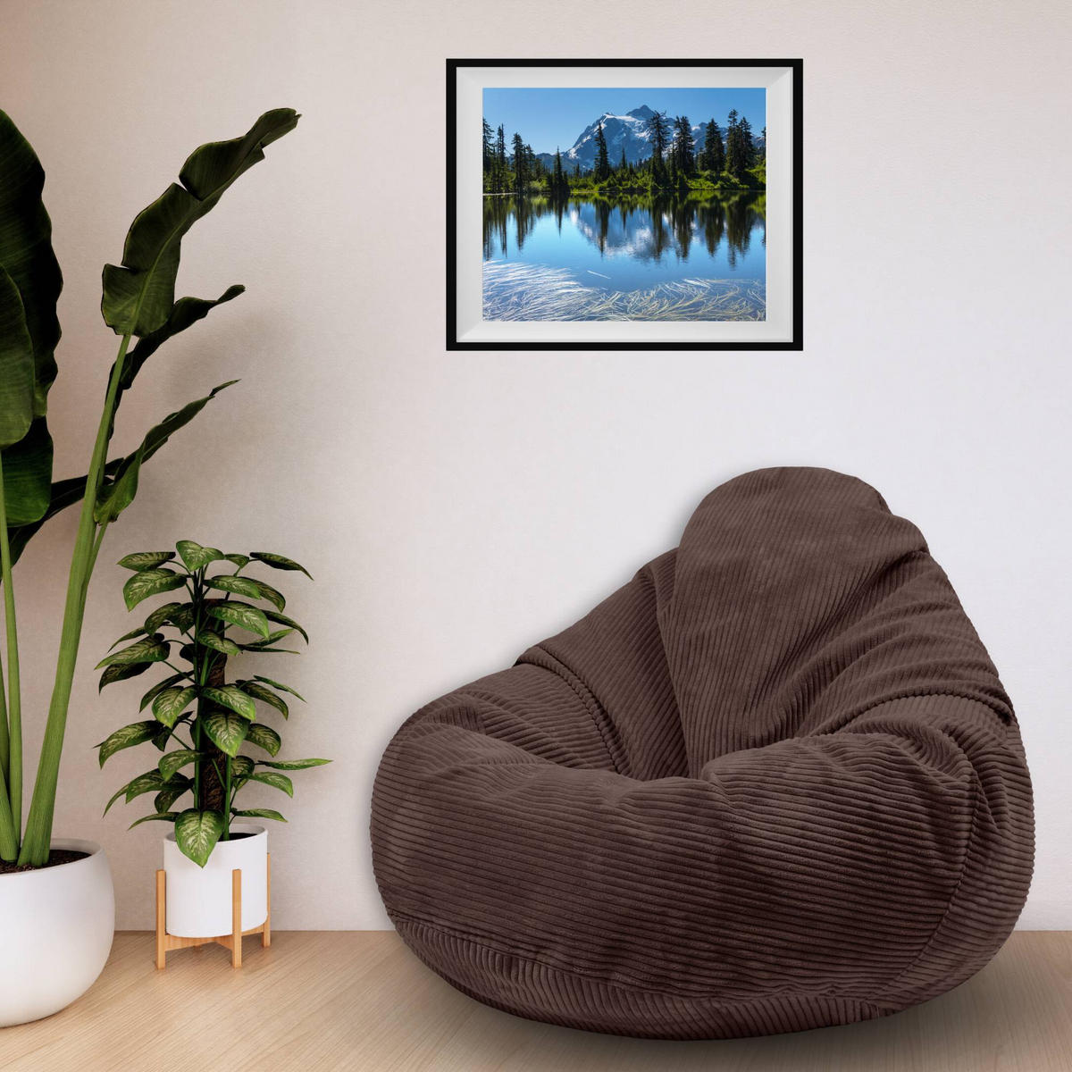 SITZSACK PARADISE MIT FUßSTÜTZE Kordsamt 2-tlg Dark Chocolate M - Dunkelbraun/Braun, Textil (90/100/90cm) - Dreamroots