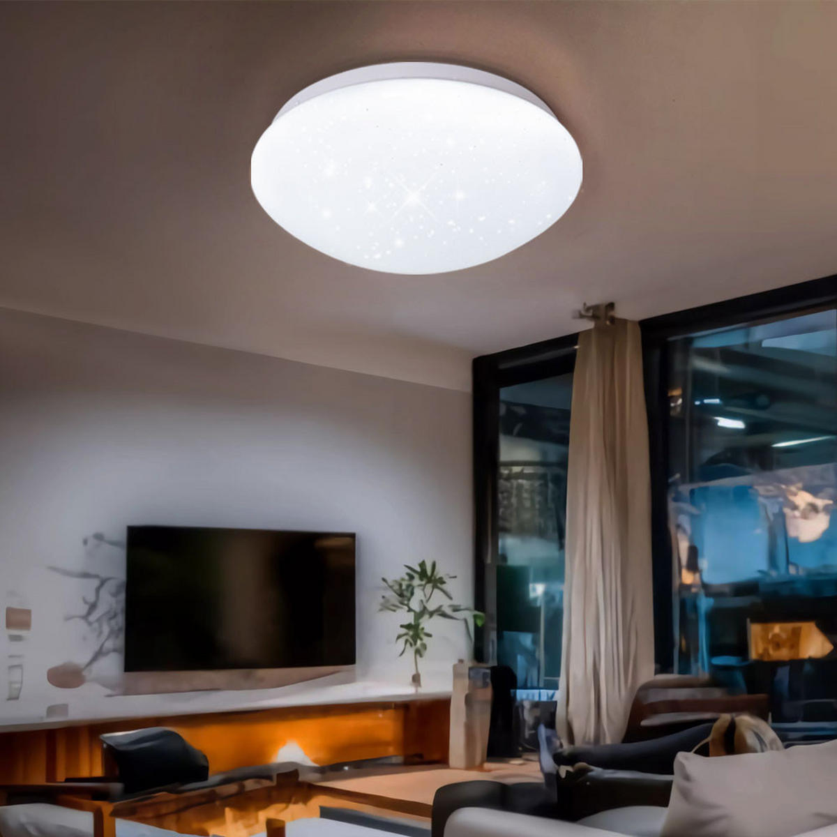 LED DECKENLEUCHTE Weiß Sternen-Effekt - Weiß, Metall (26/9.2/9.2cm)