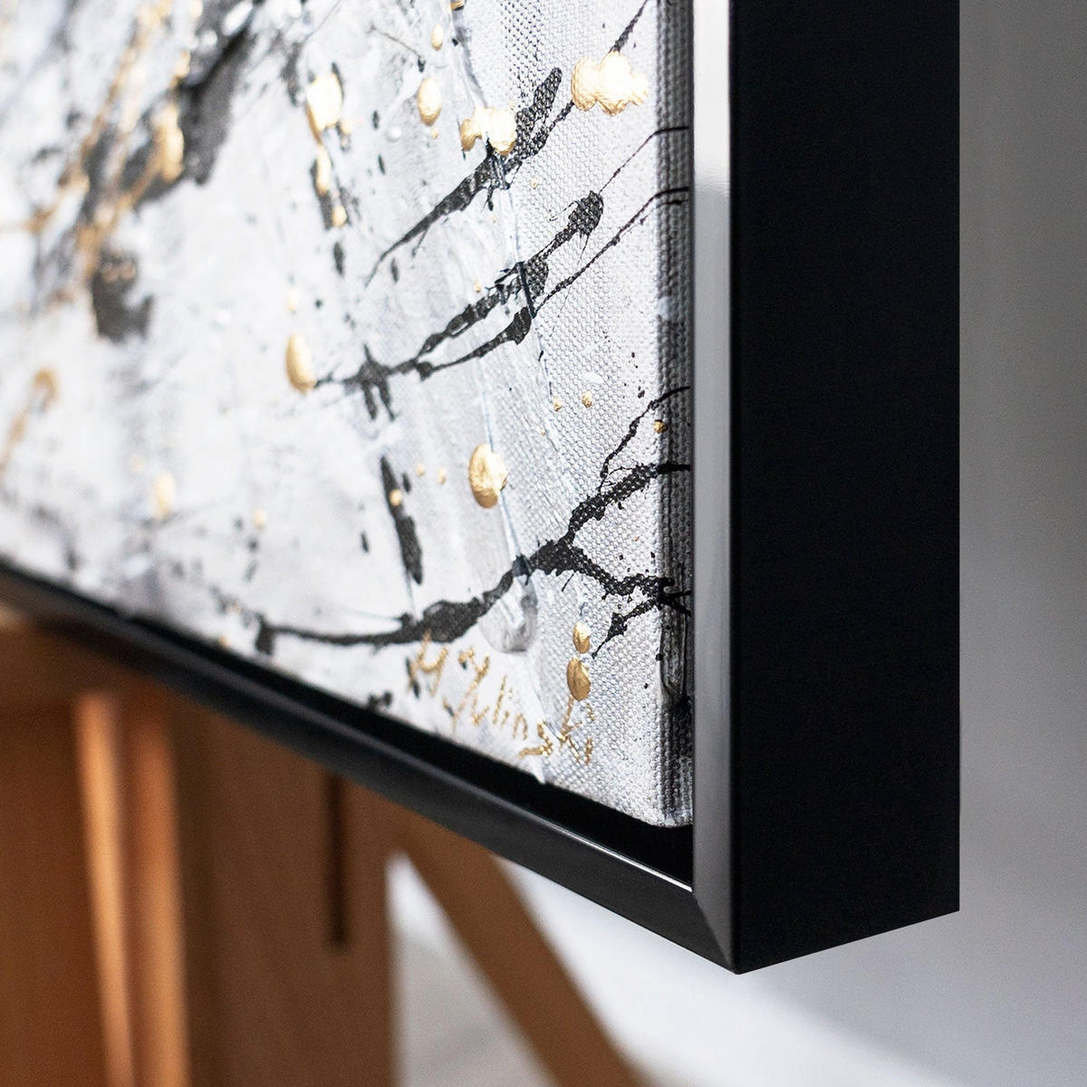 GEMÄLDE Zweige der Gefühle Schattenfugenrahmen Schwarz 140x100 cm - Schwarz, Holz (140/100cm) - YS-art gallery