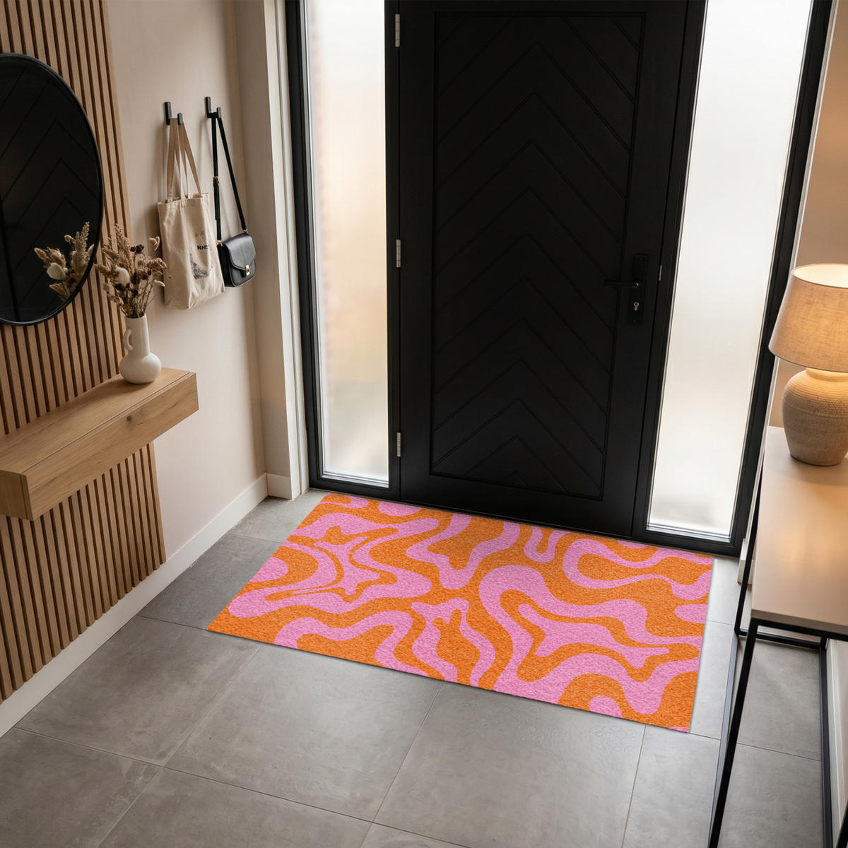 ROHOŽKA Vzor - Ružová - Oranžová - Abstraktné - Moderné 150x90 cm - pink, plast (150/90cm) - MuchoWow